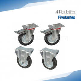 Lot de 4 roulettes pivotantes