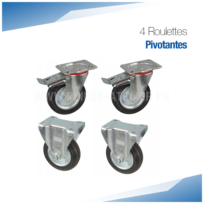 Lot de 4 roulettes pivotantes