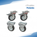 Lot de 4 roulettes pivotantes