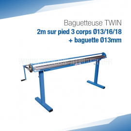 Baguetteuse TWIN 2m alu sur pieds 3 corps Ø13/16/18 + baguette 13mm