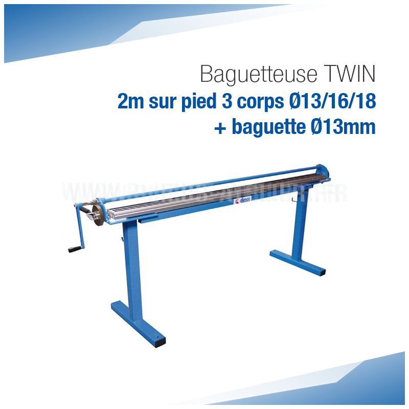 Baguetteuse TWIN 2m alu sur pieds 3 corps Ø13/16/18 + baguette 13mm